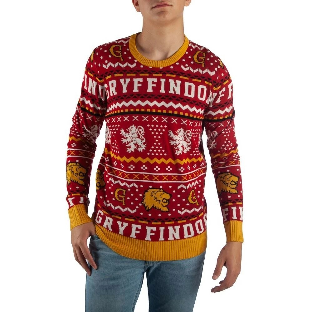 Size M - Harry Potter Gryffindor Christmas Sweater Xmas Holiday Red Lion Ugly - Picture 3 of 3